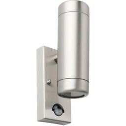 Loops Twin Up & Down Wall Light with PIR Sensor - 2 x 7W GU10 LED - Brushed Steel in Metallics - thumbnail 3