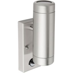 Loops Twin Up & Down Wall Light with PIR Sensor - 2 x 7W GU10 LED - Brushed Steel in Metallics - thumbnail 4