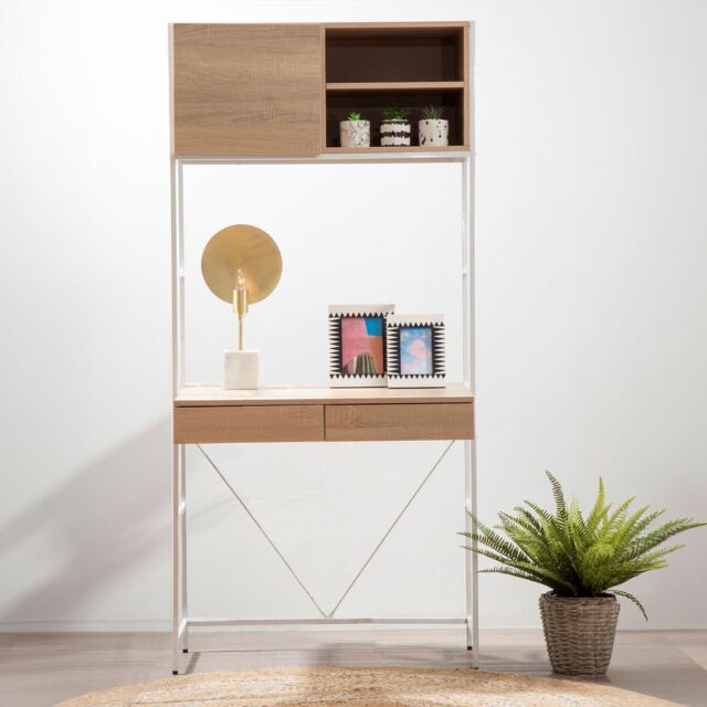 Orsina Stable Natural Oak Shelf Unit, Sleek & Versatile Narrow Shelving Unit, Easily Maintained Work Space - image 1