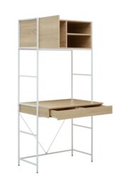 Orsina Stable Natural Oak Shelf Unit, Sleek & Versatile Narrow Shelving Unit, Easily Maintained Work Space - thumbnail 3