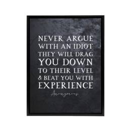 "Artery8 Inspirational Quote Never Argue Mark Twain Framed Canvas Wall Art Print in Grey - Size: W12"" x H16""" - thumbnail 1