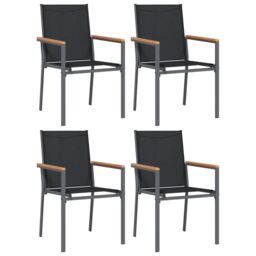 Berkfield Home 5 Piece Garden Dining Set Black Textilene & Steel - thumbnail 4