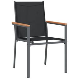 Berkfield Home 5 Piece Garden Dining Set Black Textilene & Steel - thumbnail 5
