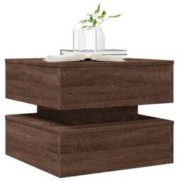 Berkfield Home Coffee Table with LED Lights Brown Oak 50x50x40 cm - Size: 50 x 50 x 40 cm - thumbnail 6