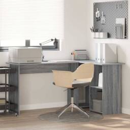 Berkfield Home Grey Computer Desk Grey Sonoma MDF Medium Storage Desk - thumbnail 2