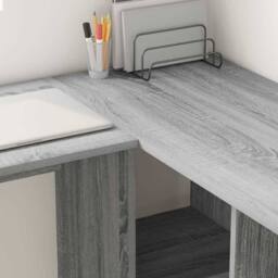 Berkfield Home Grey Computer Desk Grey Sonoma MDF Medium Storage Desk - thumbnail 4