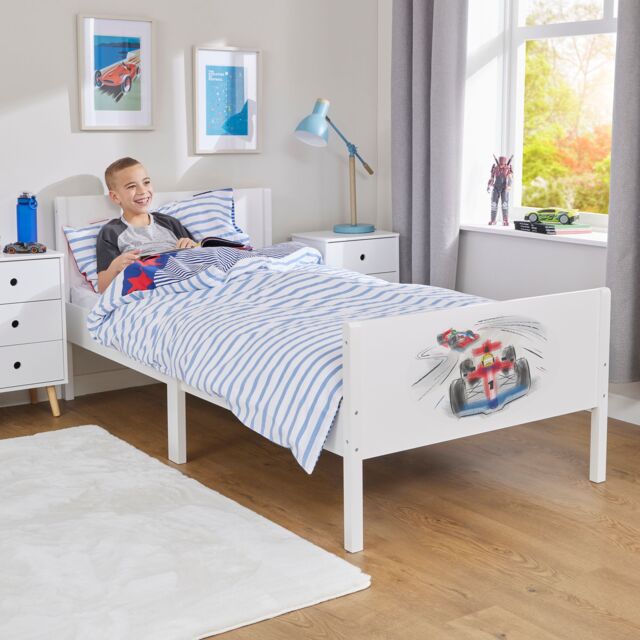 Liberty House Toys Kids White Single Bed - Racing Car - image 1