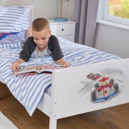 Liberty House Toys Kids White Single Bed - Racing Car - thumbnail 3