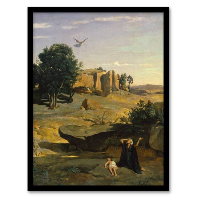 Artery8 Camille Corot Hagar & Her Son in the Wilderness Framed Art Print - Size: A4 - image 1