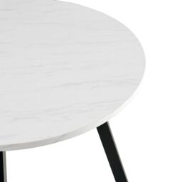 SONARA 100cm Round Dining Table with Wooden Table Top & Flat Tube Metal Legs in White - thumbnail 9