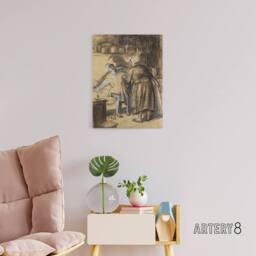 "Artery8 Here Are Your Trousers Drawing Glackens Canvas Wall Art Print in Beige - Size: W12"" x H16""" - thumbnail 3