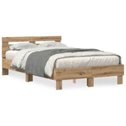 Berkfield Home Oak Bed Frame Artisan Oak Engineered Wood 120 x 190 cm Durable in Beige - thumbnail 5
