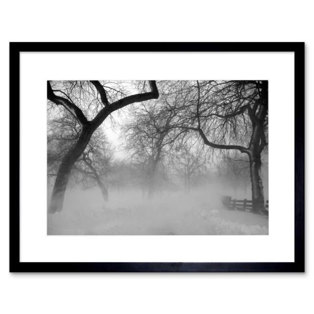 "Artery8 Nature Landscape Forest Snow Fog Ice Winter Framed Art Print in Grey - Size: W12"" x H16""" - image 1