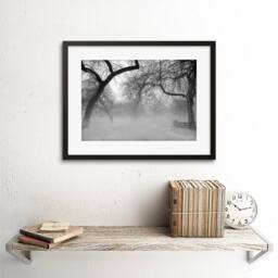 "Artery8 Nature Landscape Forest Snow Fog Ice Winter Framed Art Print in Grey - Size: W12"" x H16""" - thumbnail 2