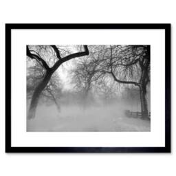 "Artery8 Nature Landscape Forest Snow Fog Ice Winter Framed Art Print in Grey - Size: W12"" x H16""" - thumbnail 1