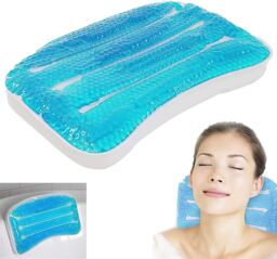 MANTRARAJ Cooling Gel Bath Tub Bathroom Spa Pillow Head Neck Rest Support Cushion in Blue - thumbnail 1