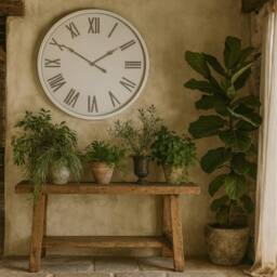 Wyld Haus Large 80cm White Wall Clock with Grey Roman Numerals - thumbnail 1