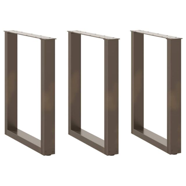 Berkfield Home Coffee Table Legs U-Shaped 3 pcs Natural Steel 70x(72-73) cm Steel in Brown - image 1