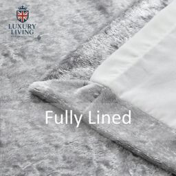 Luxury Living Luxury Crushed Velvet Fully Lined Ring Top Curtains in Silver - Size: 229 cm width x 183 cm drop - thumbnail 8