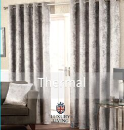 Luxury Living Luxury Crushed Velvet Fully Lined Ring Top Curtains in Silver - Size: 229 cm width x 183 cm drop - thumbnail 4