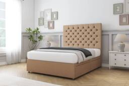 "Sloomy Mayfair Dumfries Divan Bed Base 4 Drawers - 54"" Headboard in Light Brown - Size: Small Double" - thumbnail 3