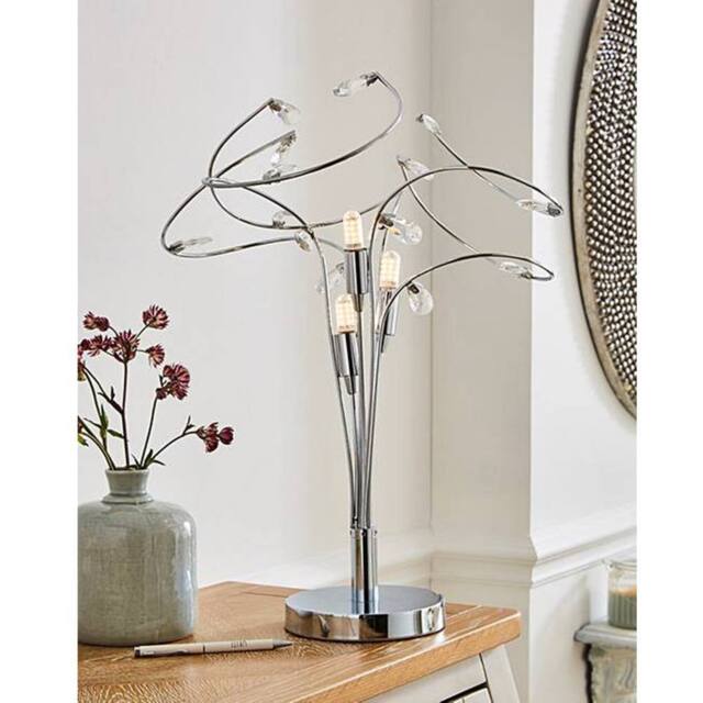 K LIVING KLiving Bremen G9 Halogen Curly Crystal Table Lamp in Silver - image 1