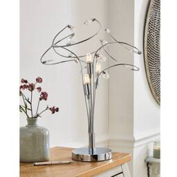 K LIVING KLiving Bremen G9 Halogen Curly Crystal Table Lamp in Silver
