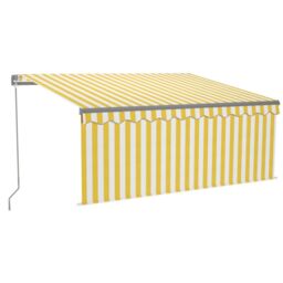 Berkfield Home Manual Retractable Awning with Blind&LED 3x2.5m Yellow&White in Yellow - thumbnail 2