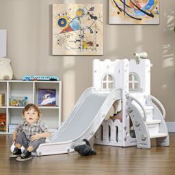 AIYAPLAY 5 in 1 Kids Slide for Indoor Use, for Toddlers 1-3 Years in Grey - thumbnail 1