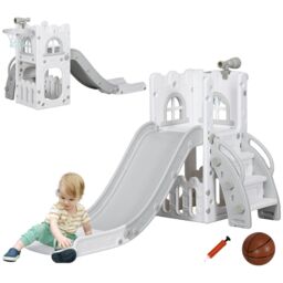 AIYAPLAY 5 in 1 Kids Slide for Indoor Use, for Toddlers 1-3 Years in Grey - thumbnail 2