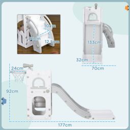 AIYAPLAY 5 in 1 Kids Slide for Indoor Use, for Toddlers 1-3 Years in Grey - thumbnail 3