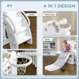 AIYAPLAY 5 in 1 Kids Slide for Indoor Use, for Toddlers 1-3 Years in Grey - thumbnail 4