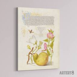 "Artery8 Beetle Flowers & Gourd Calligraphy Canvas Wall Art Print - Size: W12"" x H16""" - thumbnail 2