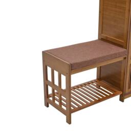 FORGEVIO Bamboo Shoe Cabinet Bench Doors Shoe Rack Entryway Hallway Closet in Brown - thumbnail 4