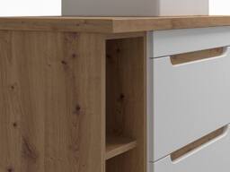 Vente-unique Wall-Hung Bathroom Unit With Single Basin & Open Shelves - Natural in Light Oak - thumbnail 7