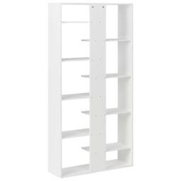Wyld and Coco 8-Tier White Bookcase - Open Back Irregular Design Particle Board - thumbnail 5