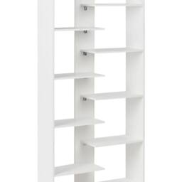 Wyld and Coco 8-Tier White Bookcase - Open Back Irregular Design Particle Board - thumbnail 2