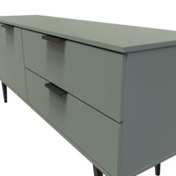 Ready Assembled 2 U Fuji 2 Drawer 2 Door Wide Sideboard (Ready Assembled) in Pale Green - thumbnail 4