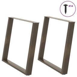 Berkfield Home Modern vidXL Dining Table Legs U-Shaped 2 pcs Natural Steel 80x(7 in Brown - thumbnail 2