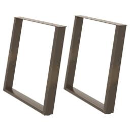 Berkfield Home Modern vidXL Dining Table Legs U-Shaped 2 pcs Natural Steel 80x(7 in Brown - thumbnail 3