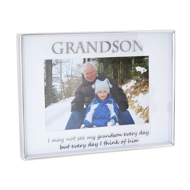 Happy Homewares Silver Grandson 4x6 Picture Frame for Wall or Table Use - image 1