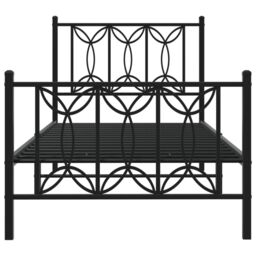 Berkfield Home Metal Bed Frame without Mattress with Footboard Black 90x200cm - Size: 90x200 cm - thumbnail 4