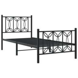 Berkfield Home Metal Bed Frame without Mattress with Footboard Black 90x200cm - Size: 90x200 cm - thumbnail 3
