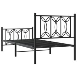 Berkfield Home Metal Bed Frame without Mattress with Footboard Black 90x200cm - Size: 90x200 cm - thumbnail 6