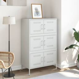 Berkfield Home Highboard White 68x39x113 cm Steel - Size: 68 x 39 x 113 cm