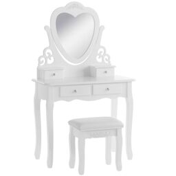 KOSY KOALA Women's Dressing Table With Mirror Stool Vanity Dresser Bedroom White Love Heart Furniture - thumbnail 6