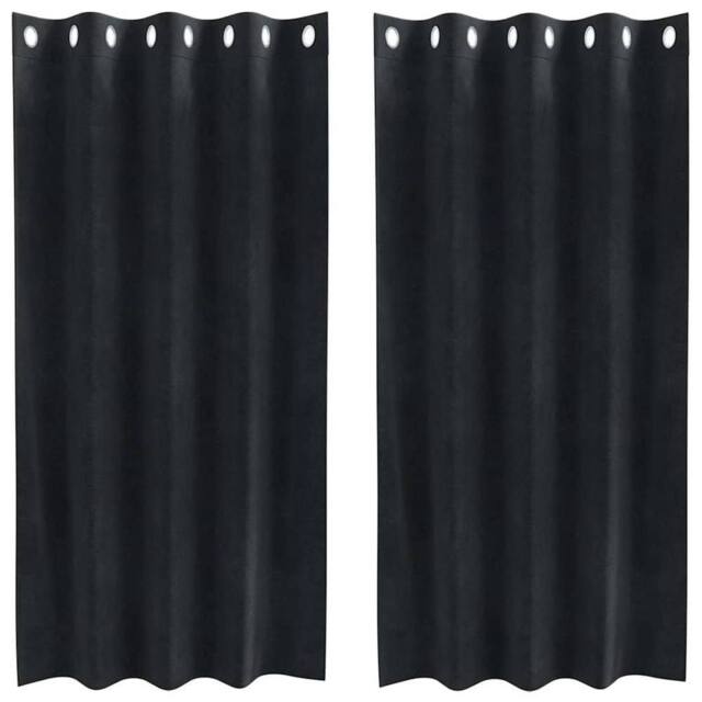 Berkfield Home Blackout Curtains with Eyelets 2 pcs Black Velvet - image 1