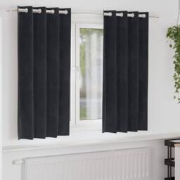 Berkfield Home Blackout Curtains with Eyelets 2 pcs Black Velvet - thumbnail 2