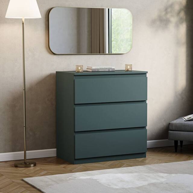 HD Designs Denver 3 Drawer Chest of Drawers Storage in Green - image 1