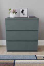 HD Designs Denver 3 Drawer Chest of Drawers Storage in Green - thumbnail 3